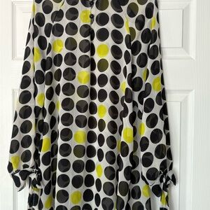 Ashley Stewart Black and Yellow Patterned Top